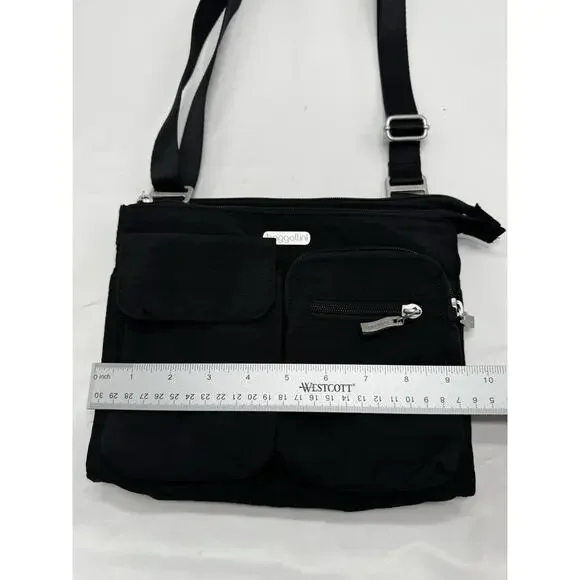 Baggallini Crossbody Bag Adjustable Strap Travel Work Nylon Black Purse - Picture 7 of 13